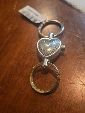 Brighton Silver Heart Keyring with Embossed Scroll Detail